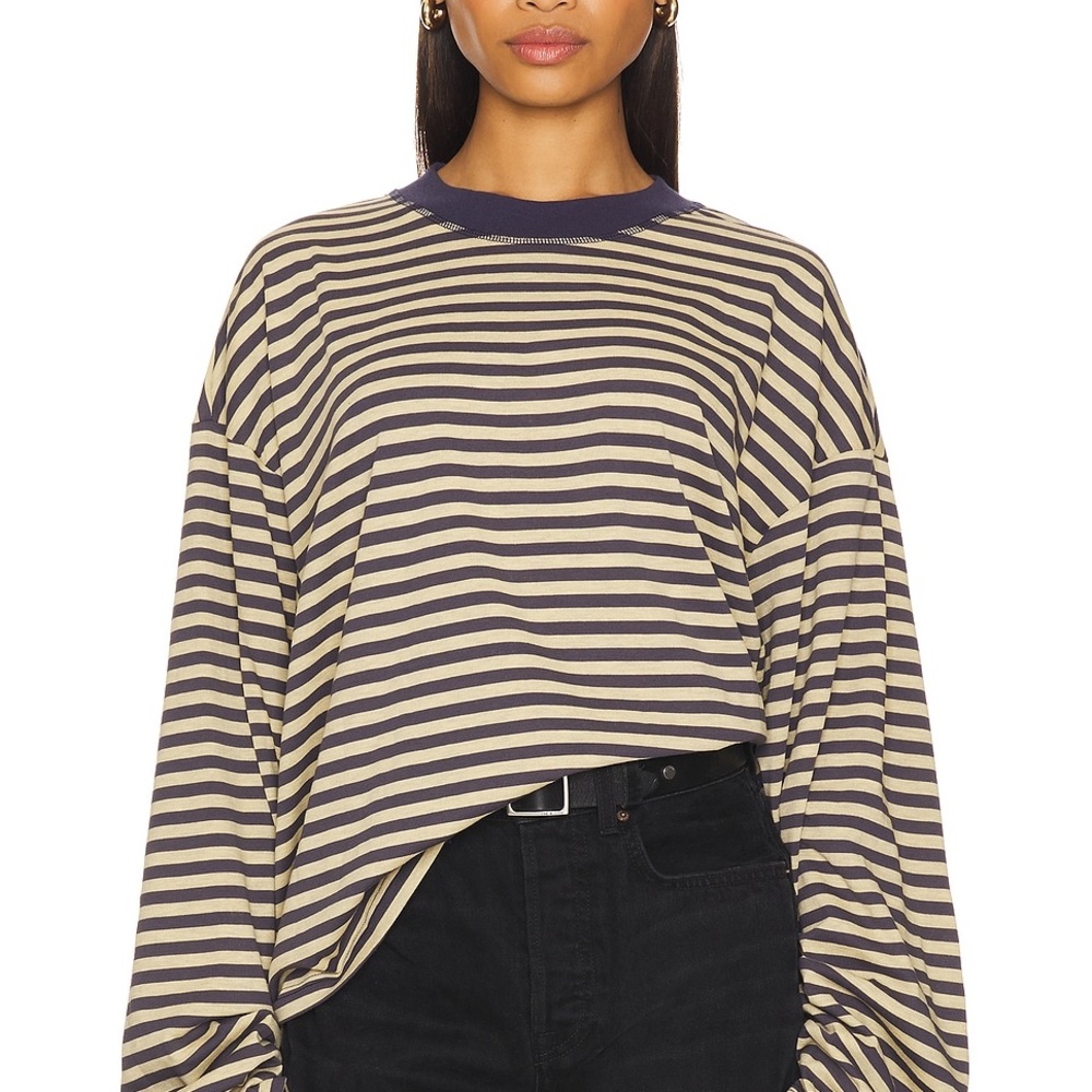 Bloom Top in Beige Stripe